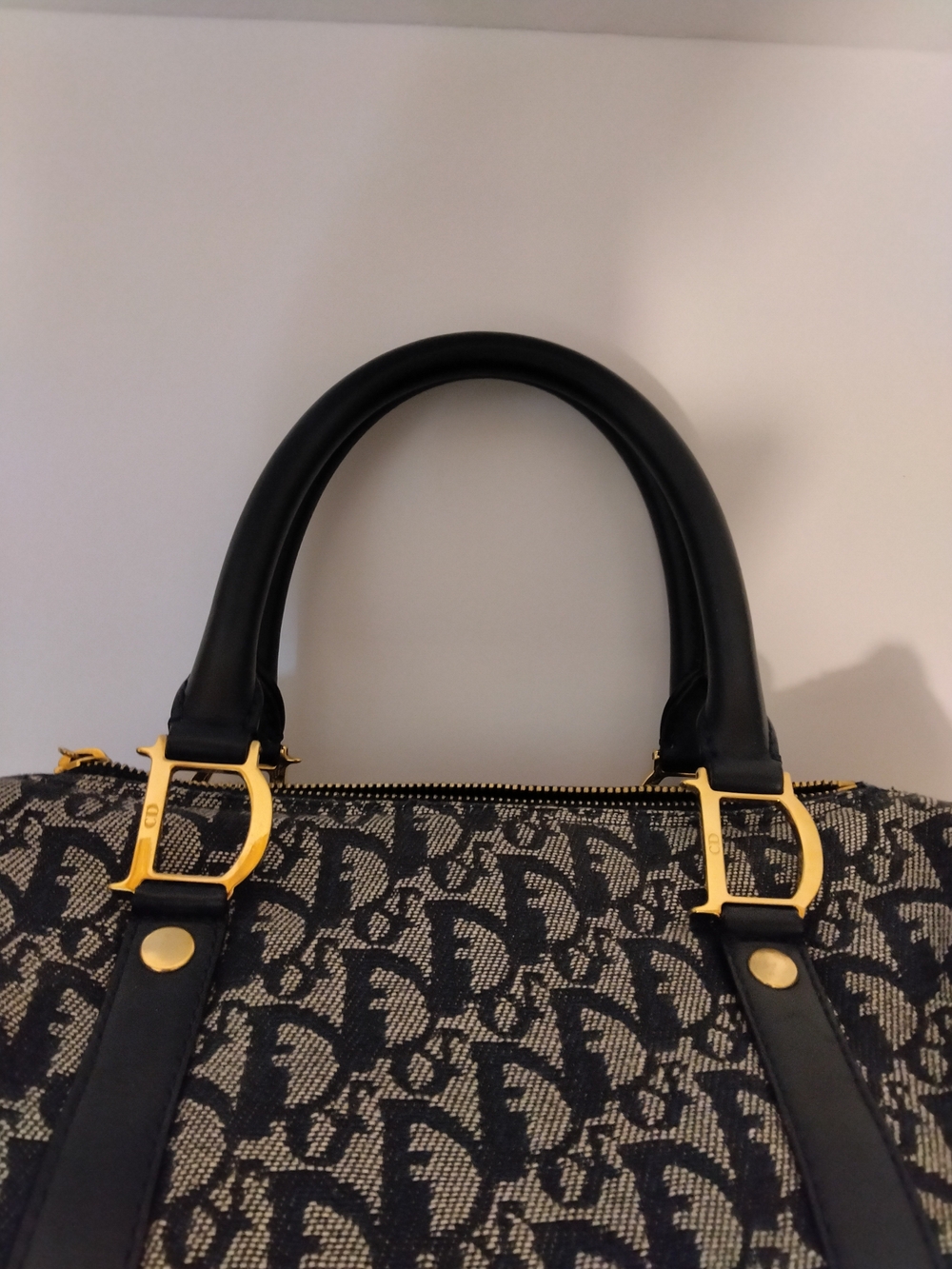 Christian Dior Vintage Navy Blue Trotter Boston Bag Diorissimo Canvas Small EUC - Picture 9 of 14